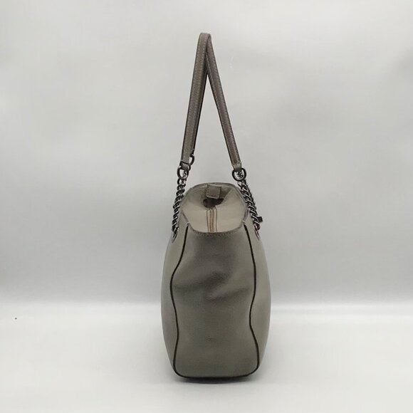 Coach Gray Pebbled Leather Turnlock Chain Tote Bag 57107 - Picture 4 of 11